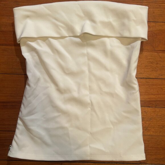 ZARA Woman White Side Zip Tube Top Bandeau Sleeveless Straight Neck - Picture 2 of 6